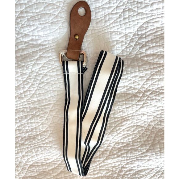 Polo by Ralph Lauren Other - Polo Ralph Lauren Vintage Ribbon Belt Mens Black White Striped Double D-Ring XL